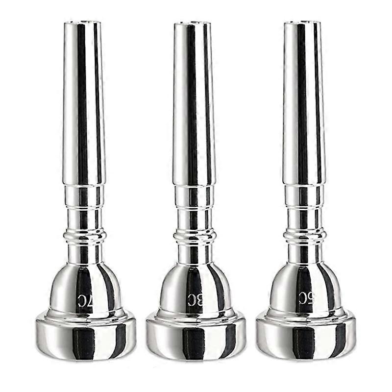 3 Pack Trumpet Mouthpiece, 7C 5C 3C Silver Plated Mouthpiece for Beginners, Professional Players