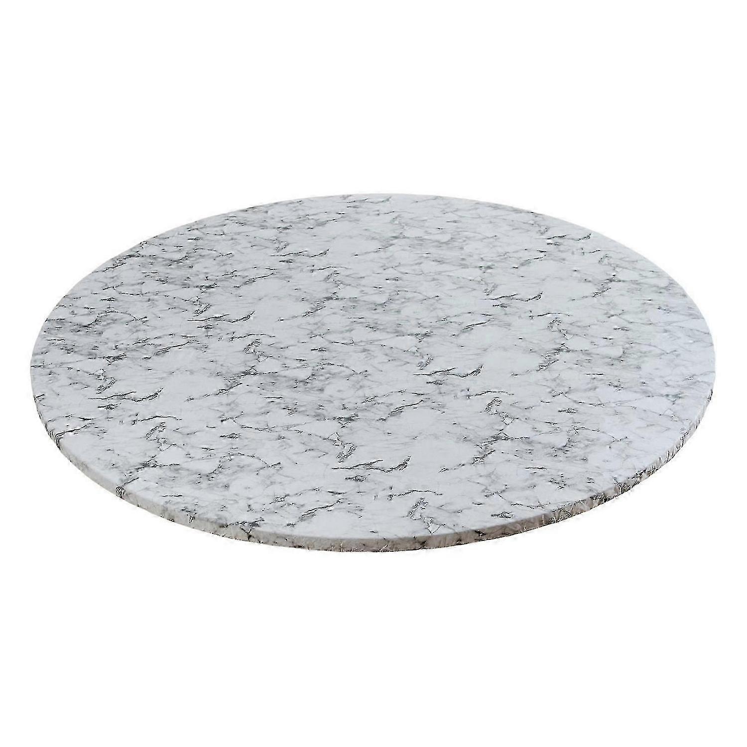 Round Vinyl Fitted Tablecloth White Marble Pattern Stain Resistant Wipeable 100
