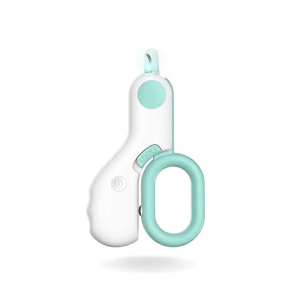 Cat Nail Clipper with LED Light for Safe Claw Trimming - Sharp Stainless Steel Blades, Childproof Lock, Mint Color