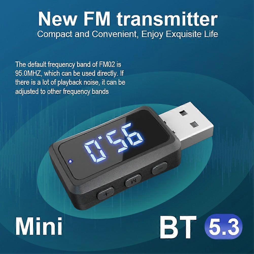 Car Bluetooth 5.3 FM02 Transmitter Receiver Auto Wireless Audio Car Adapter Handsfree Call Mini USB Power Car Kit Accessories