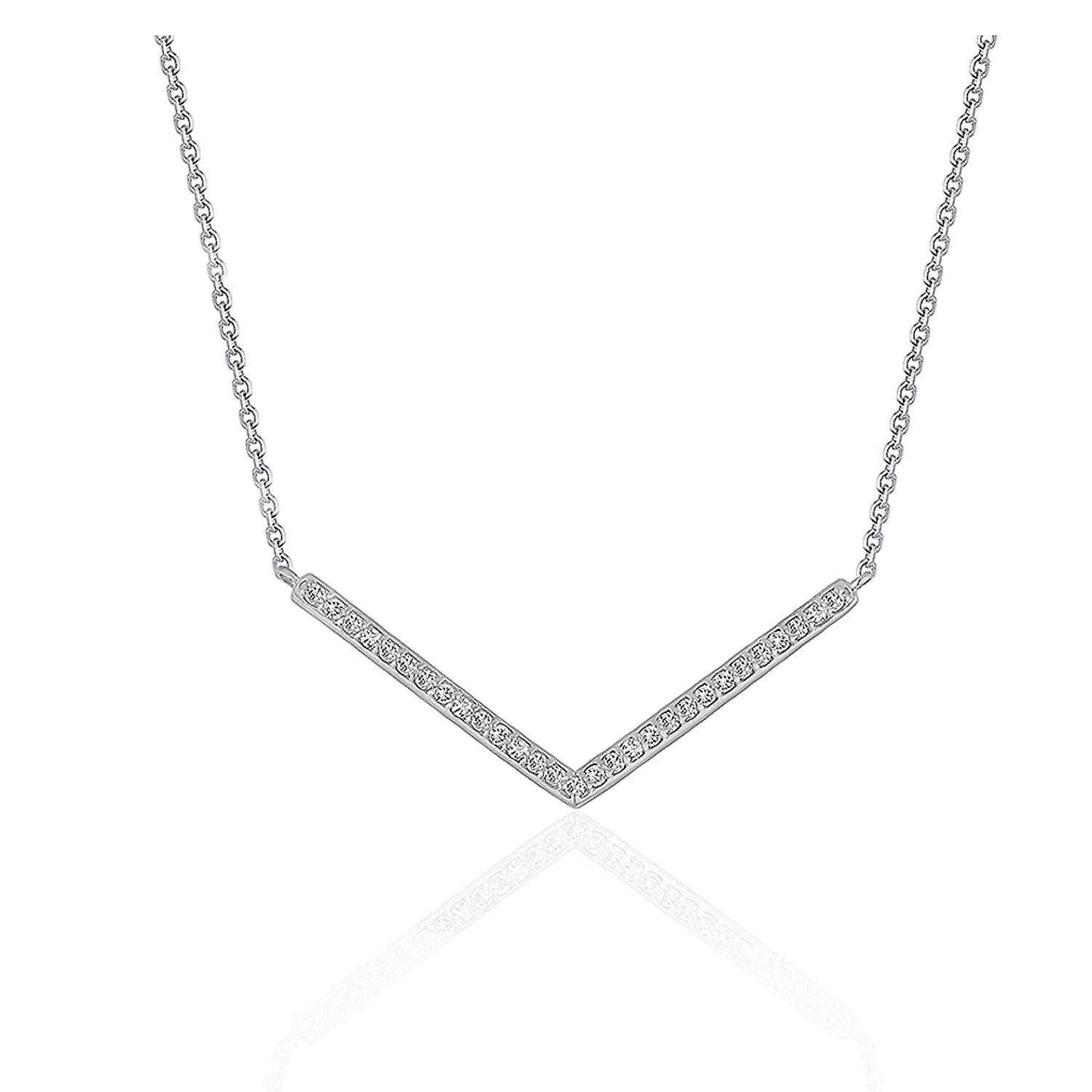 Diamant Chevron Anhänger in 14 k Weißgold (1/3 cttw)