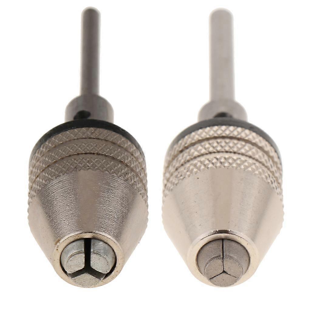 2x Keyless Alloy Mini Drill Chuck Screwdriver Adapter Round Shank 0.3-3.4mm