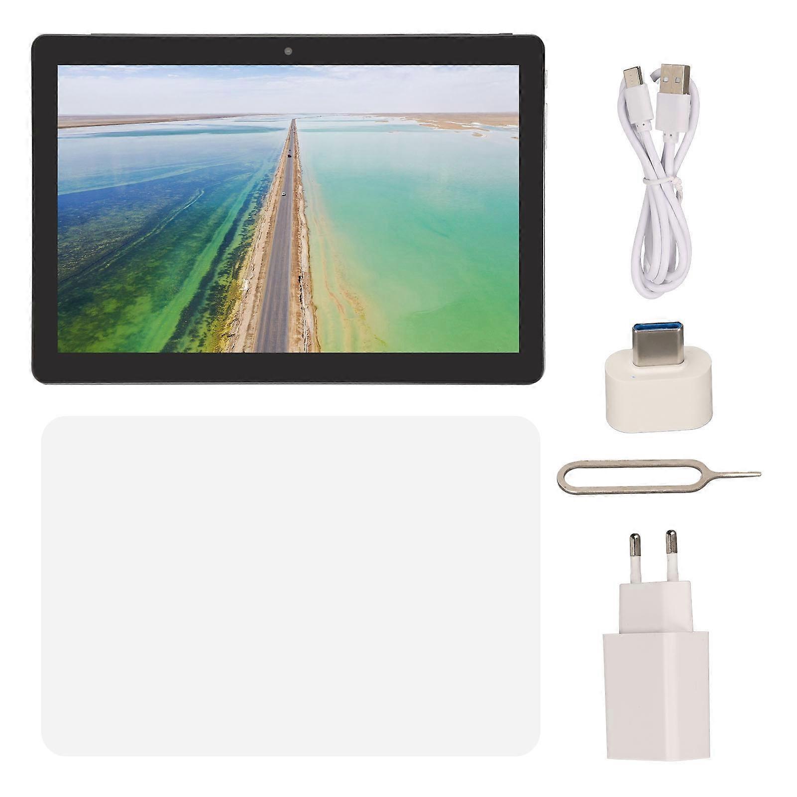 10.1in Tablet 4GB RAM 64GB ROM 4G LTE SIM Dual Standby Call Function Silver Tablet for Android 9.0