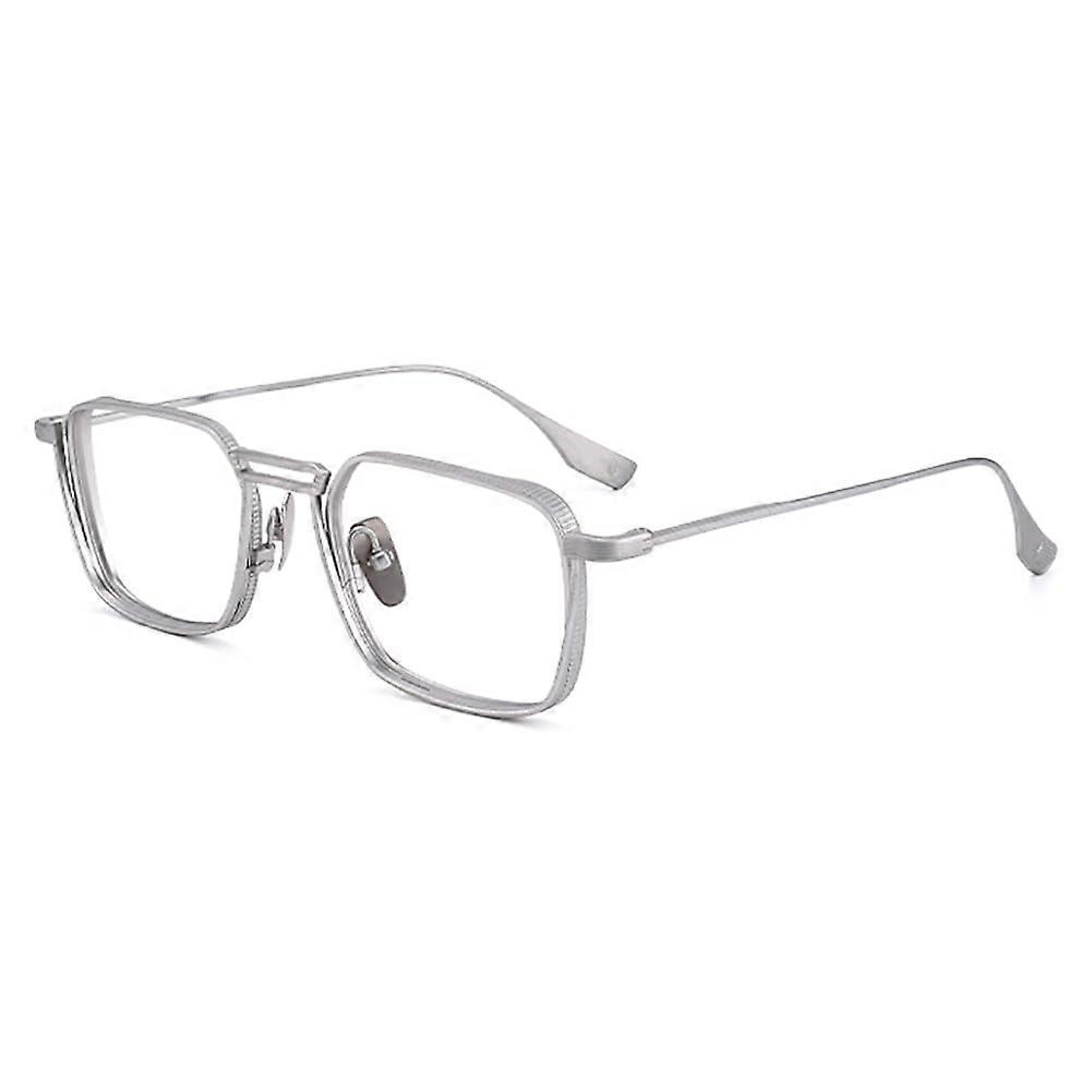 Blue Light Blocking Reading Glasses Unisex Titanium Lightweight Anti-Eyestrain, Computer Eyeglasses, Silver, 3.5x