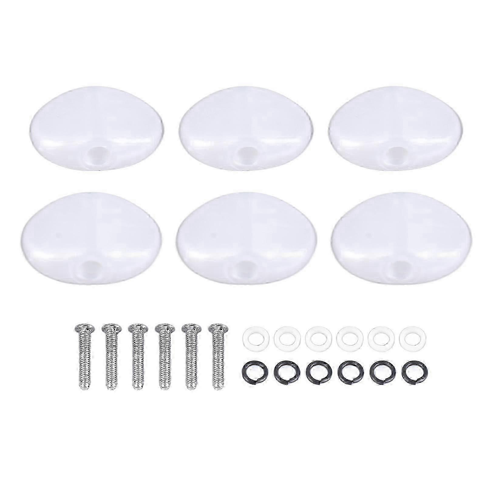 6pcs Folk Guitar Tuning Peg Button Cap Replacement Parts - White Handle Knob Head for Acoustic Instrument Maintenance