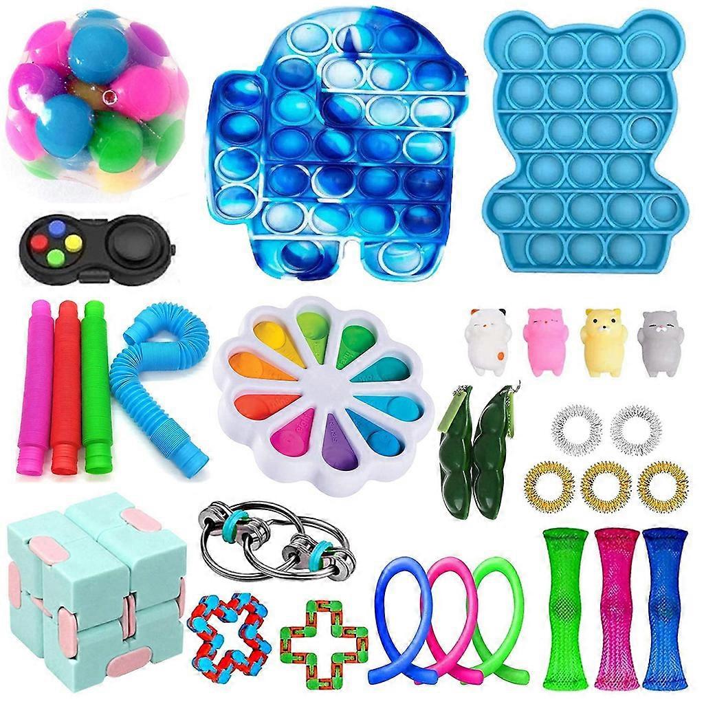 Decompression Toy for Special Needs Infinite Cube Rainbow Squeeze Ball Anxiety Relief Toy Twist Spinner Simple Dimple