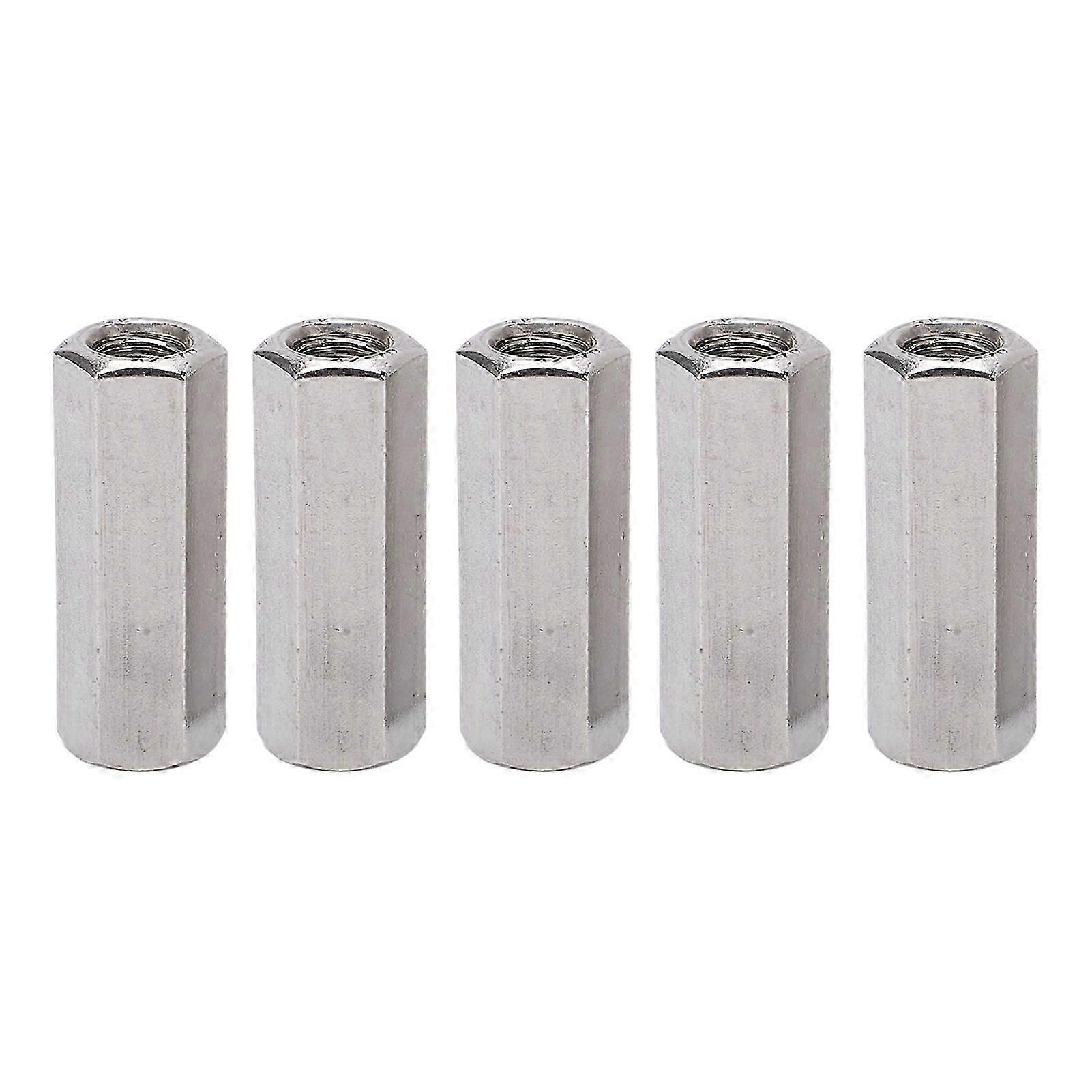 5Pcs Silver M12 Hex Coupling Nut Corrosion Resistance Robust 304 Stainless Steel Coupling Nut Set