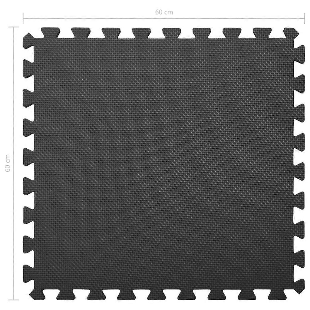 Interlocking Foam Floor Mats Black Non-Slip 60cm x 60cm Durable EVA Material Easy-to-Clean 1.2cm Thick Puzzle Flooring Multipurpose for Home Gym Garag