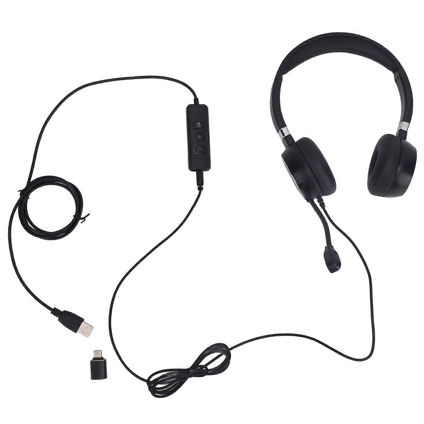 3.5mm Phone Headset with Microphone Noise Canceling Binaural USB to USB C Headset For PC Laptops Cell Phones