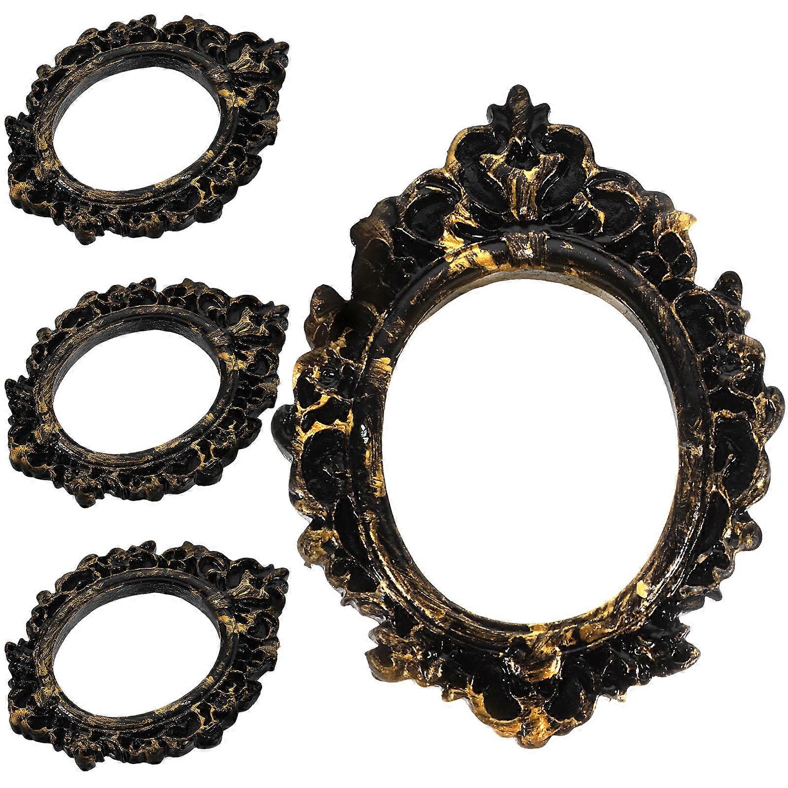 4pcs Vintage Mini Resin Picture Frames Retro Small Photo Frame Ornaments for Jewelry Display Home Decoration Sturdy Resin Material Unique Textured