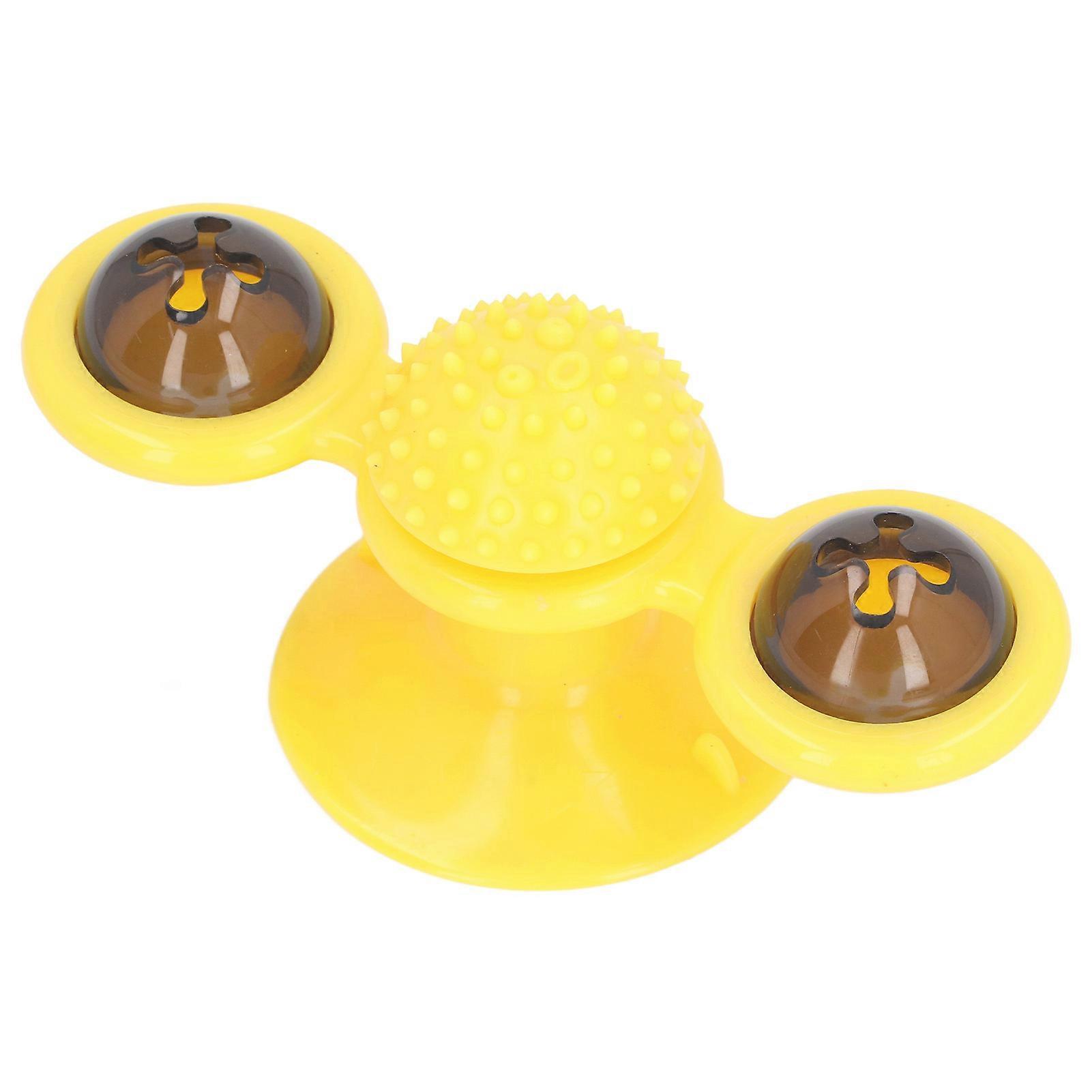 Windmill Cat Toys with Catnip and LED Light Ball Interactive Windmill Cat Catnip Toy with Suction Cup for Cat Chew Exercise Yellow 