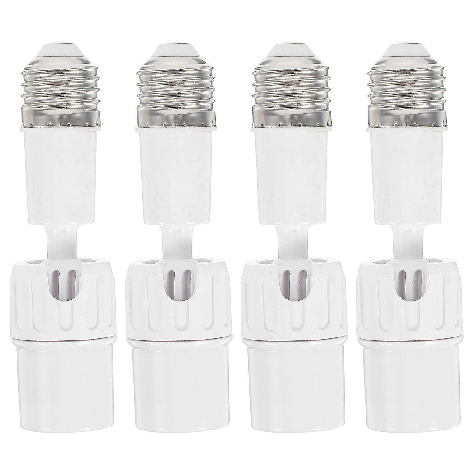 White ABS Light Bulb Extender Adapter for Home Use with 4 Pieces E27 Base
