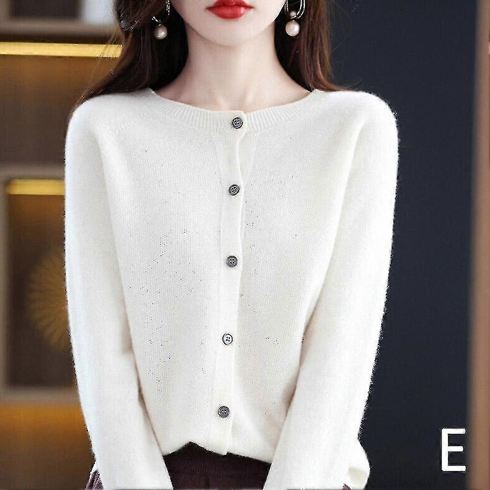 Damen Kaschmir Langarm-Cardigan Pullover mit Knopfleiste