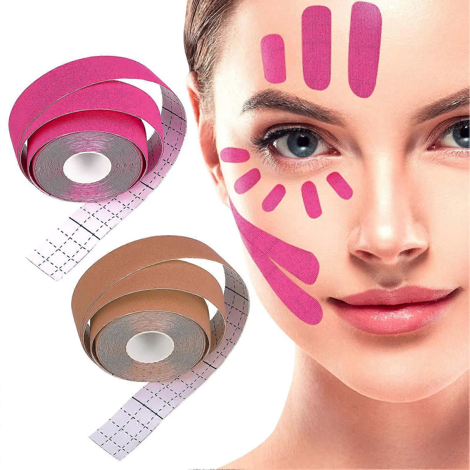 (500CM*2.5CM) Face Eye Neck Lift Tape Multifunctional High Elasticity 2 Rolls Anti Wrinkle Tape Wrinkle Patches