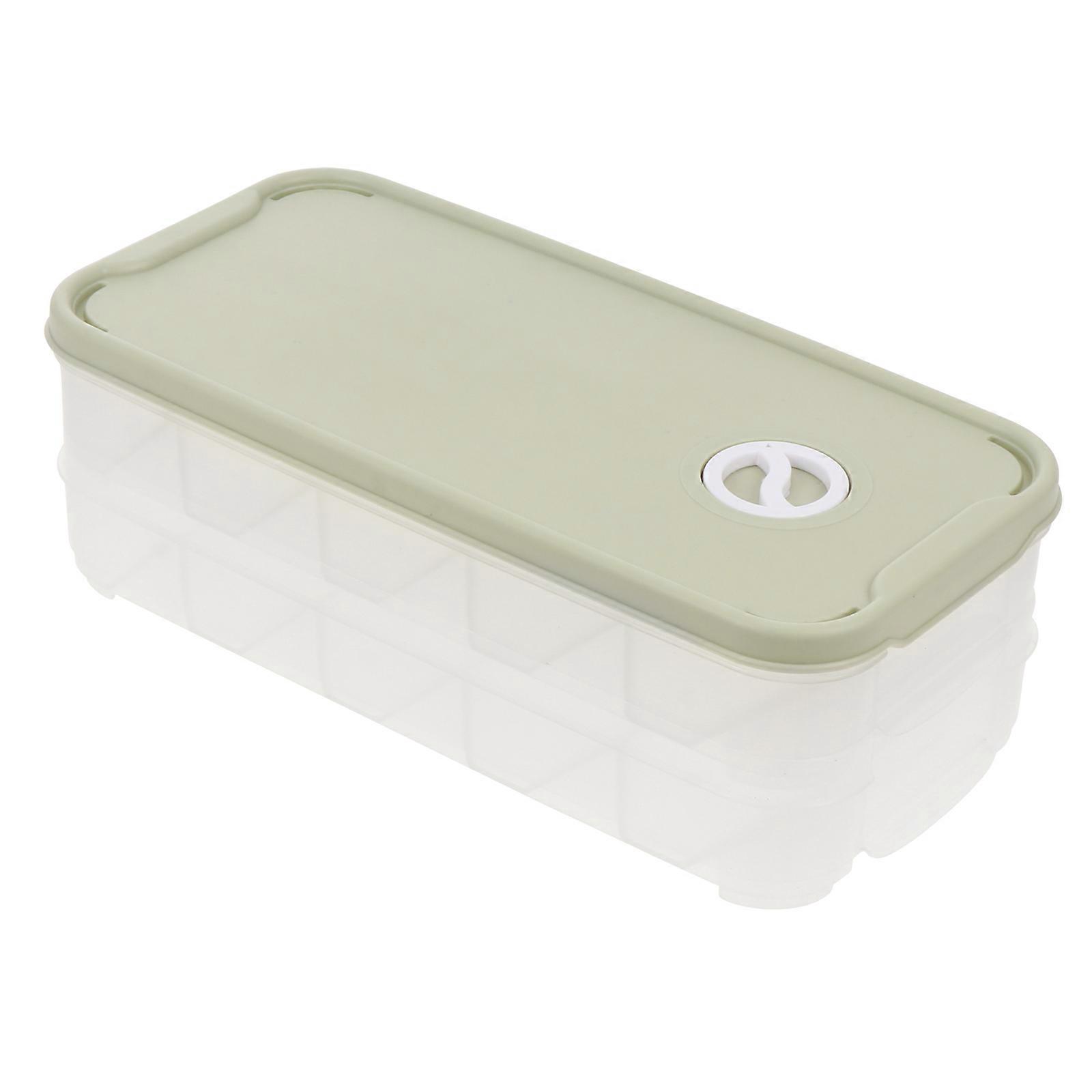 Kitchen Storage Box Dumplings Box Food Storage Stackable Light Green 24X12X7.5Cm Double Layer 1Set