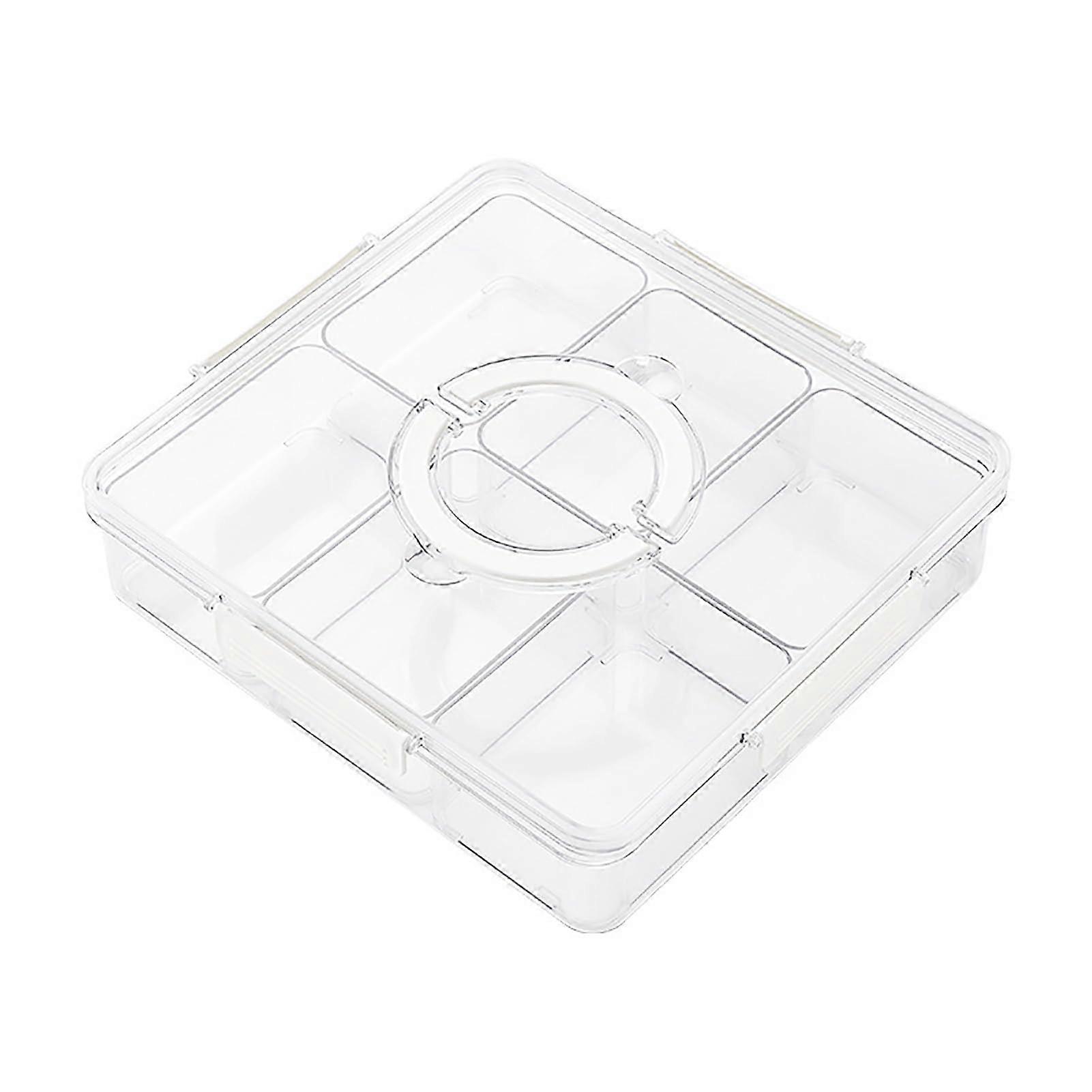Shared serving bowl plastic large capacity adjustable compartments with lid food organizer for refrigerator shelves desserts Ref: 1802