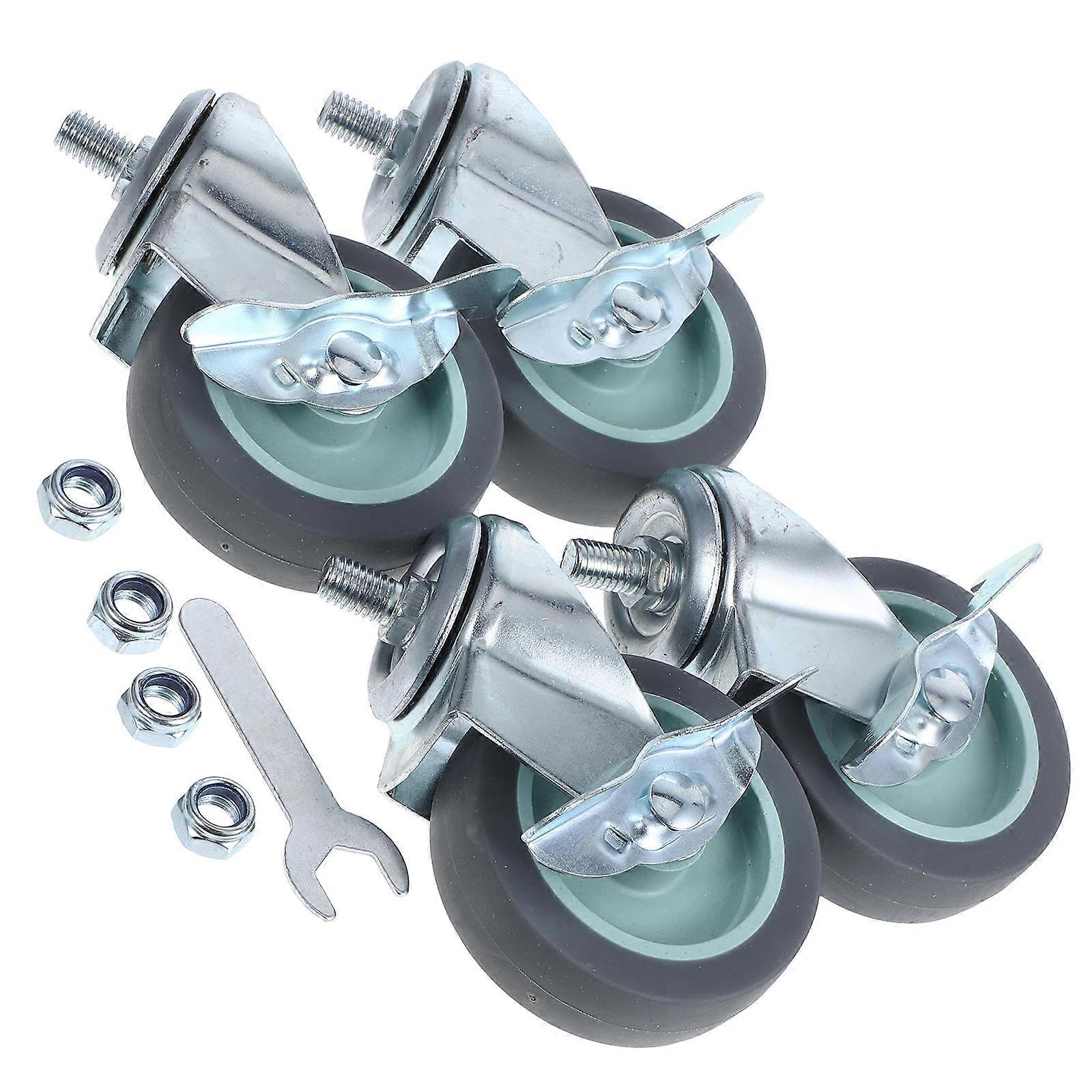 Furniture Caster Wheels Stem Casters Replacement Threaded Swivel For Home Use Silver 4Pcs
