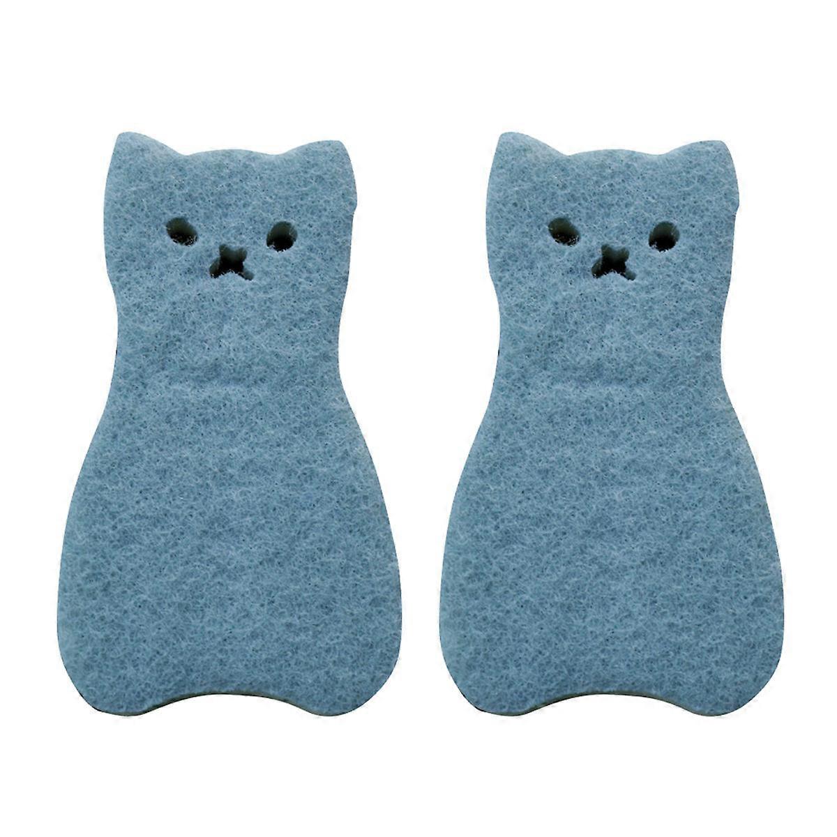 Cartoon Dish Sponges Kitchen Cleaning Sponge Thicken with Three Layers Cat Shape Design for Home Surface Dirt Removal Random Color 8Pcs