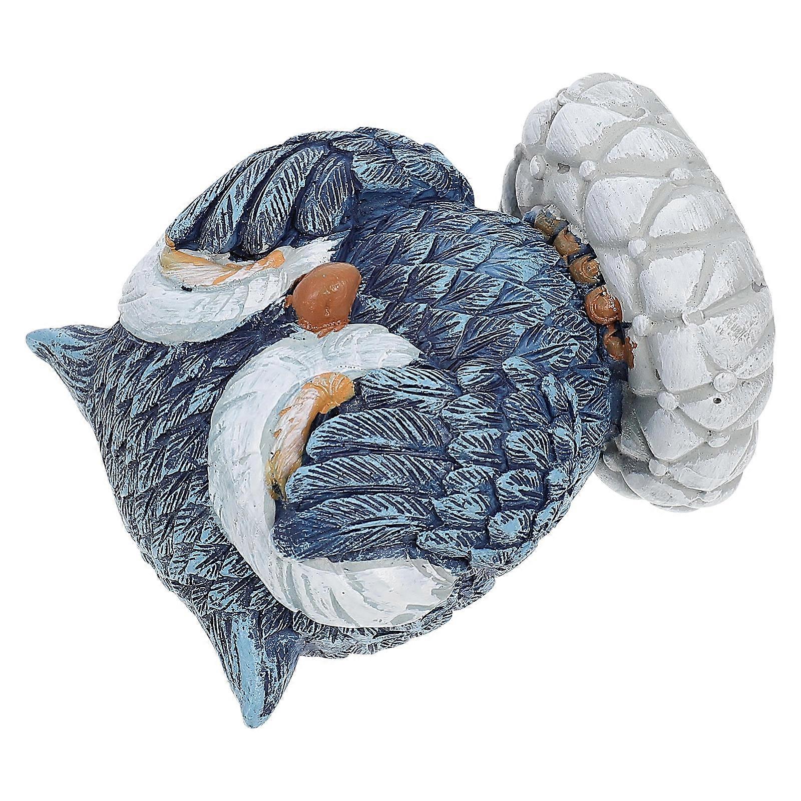Owl Ornament Resin Craftwork Desktop Decor Home Use Blue 8.00X7.00X5.50cm Indoor Decoration 1Pc