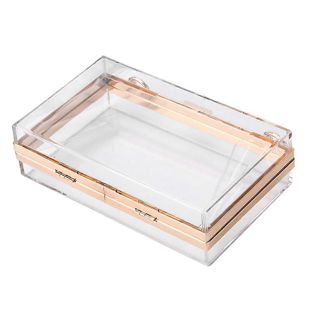 Clear Shoulder Bag Women Formal Evening Accessory Acrylic Box Shape Turn Lock Closure 1Pack