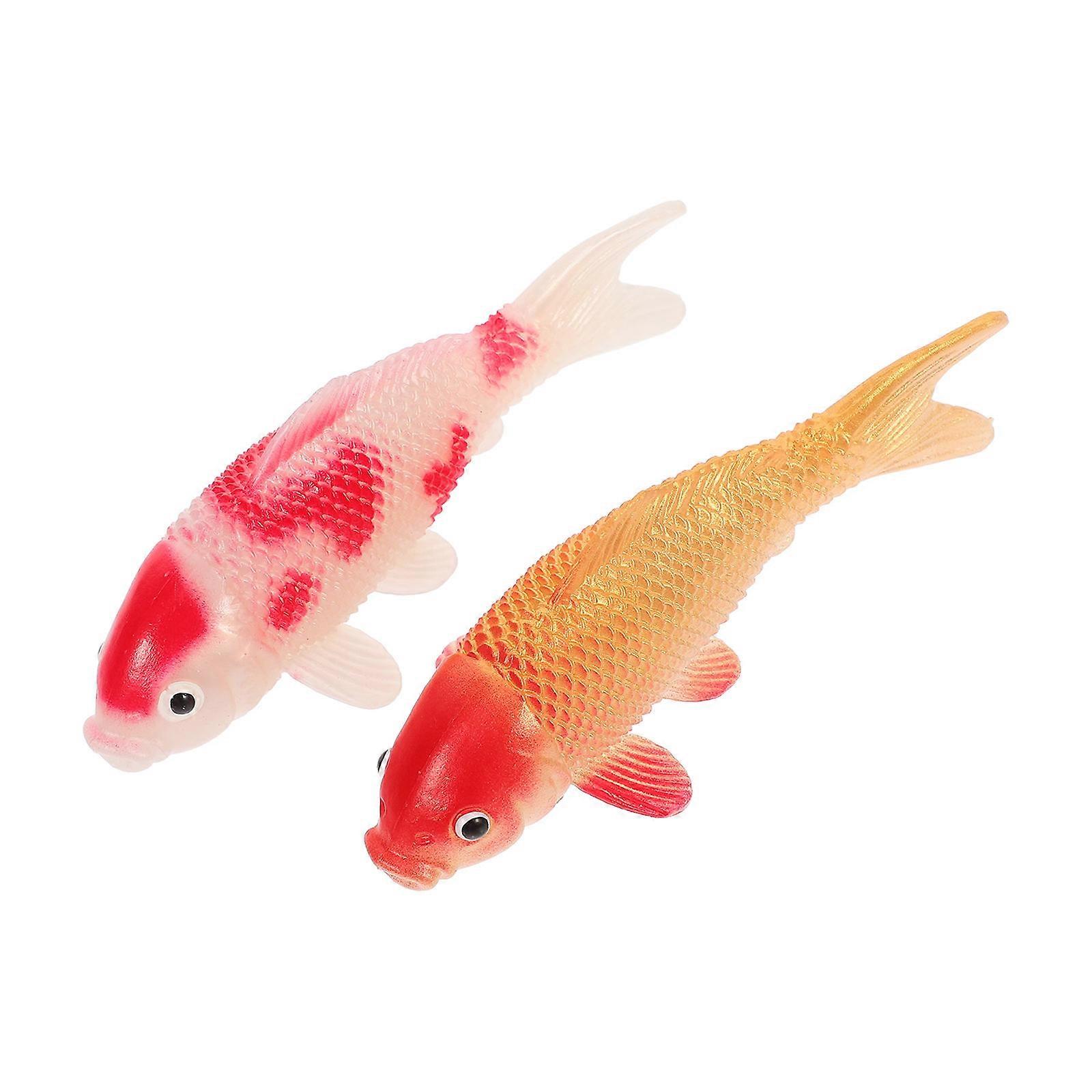 Fish Statue Indoor Realistic Simulation Goldfish Aquarium Decor Plastic Fish Figurine For Aquariums Home Decoration Red with White 2Set