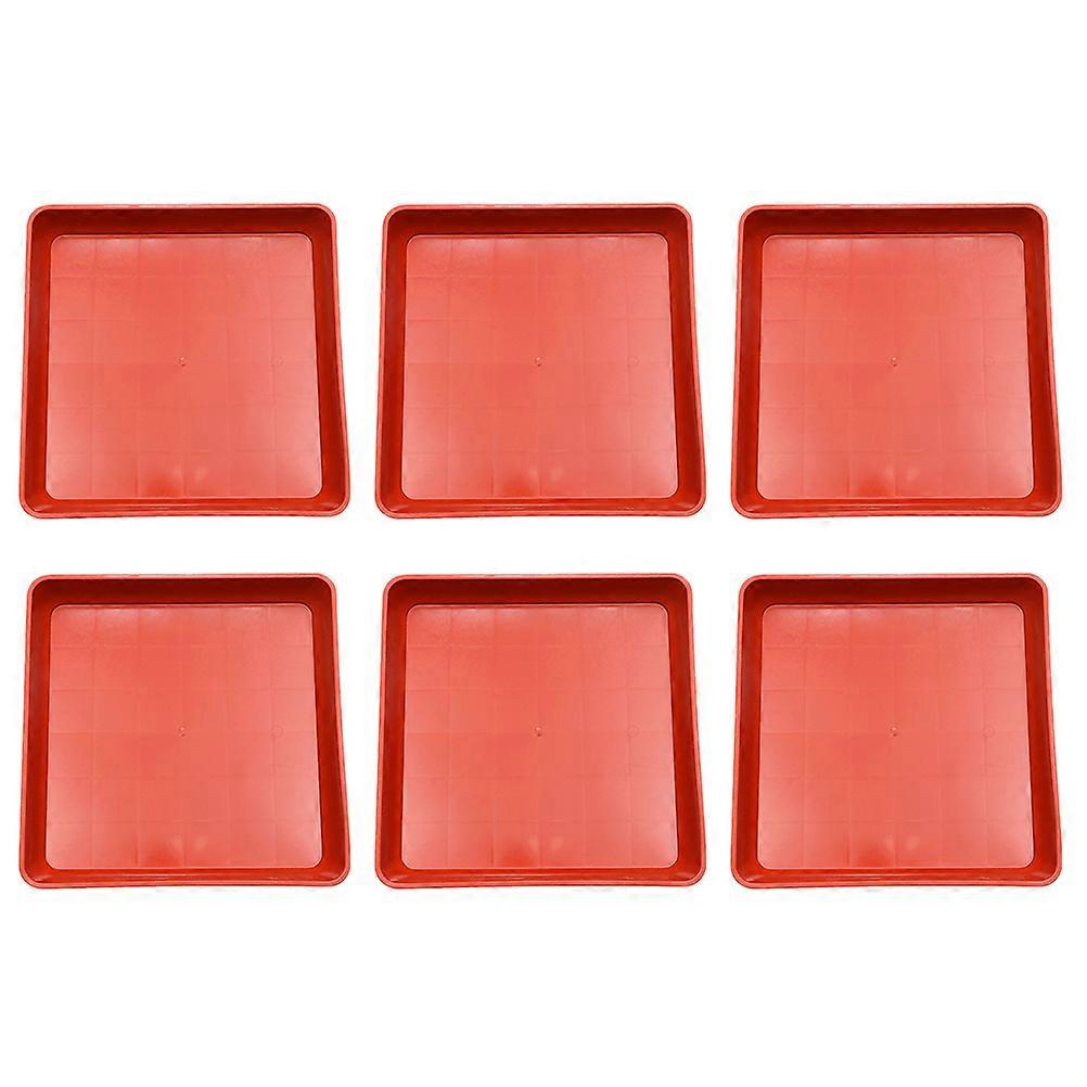6pcs Red Plastic Flower Pot Trays for Storage Use Prevent Water Leaking and Soil Falling