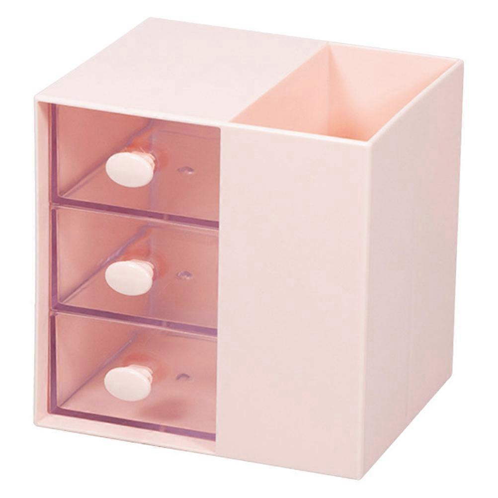 Convenient Stationery Container Square Pink Desktop Organizer 4.7X4.7X3.9in 1Set
