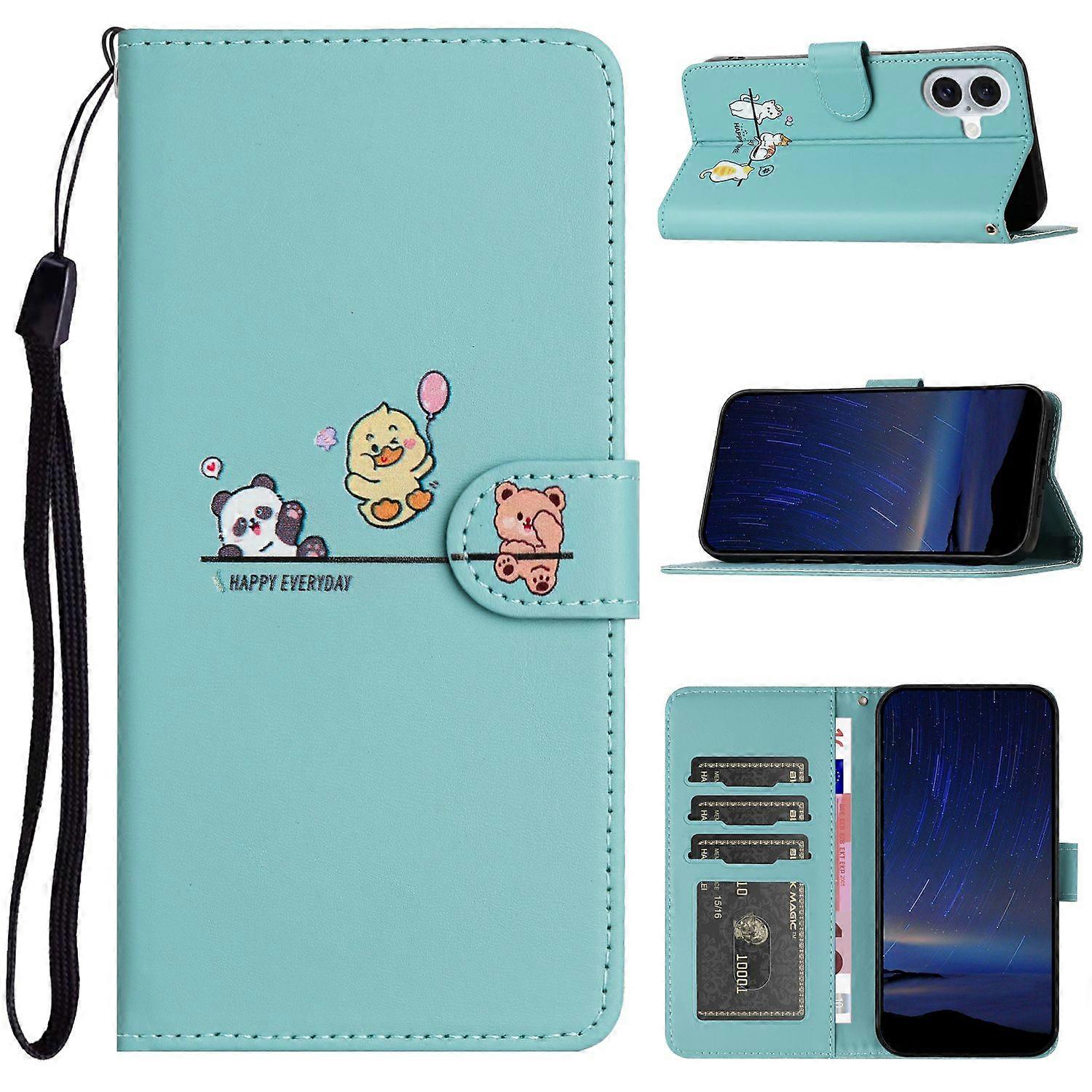 Wallet Case Compatible With iPhone 16 Plus,All-Round Shockproof Phone Case-Green