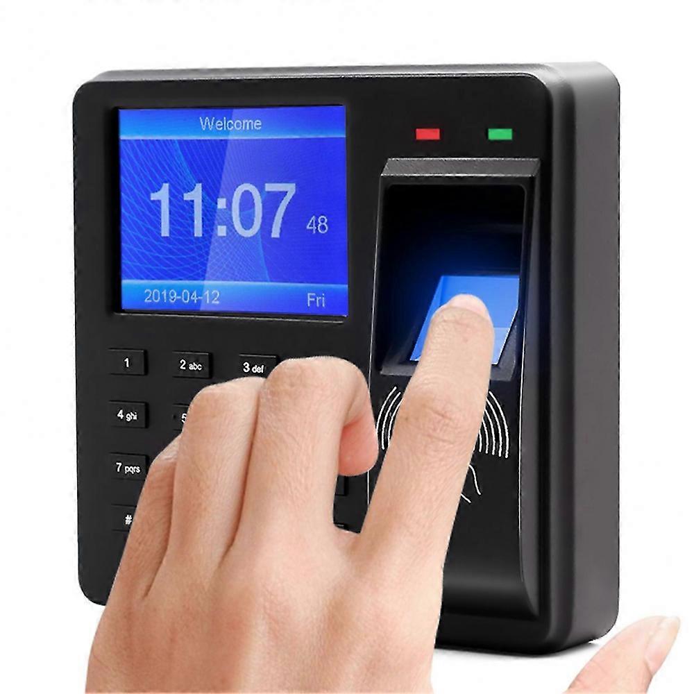 Access Control Time Attendance Machine Fingerprint/Password/ID Card Recognition Time Clock with 2.4 Inch Display Screen Employee Checking-in Recorder