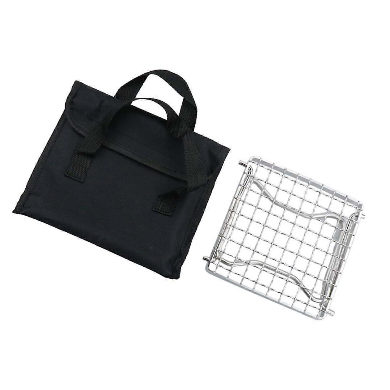 1 Set Foldable Camping Grill Stand Height Adjustable Portable Durable Rust-Resistant for Picnic and Outdoor Activities