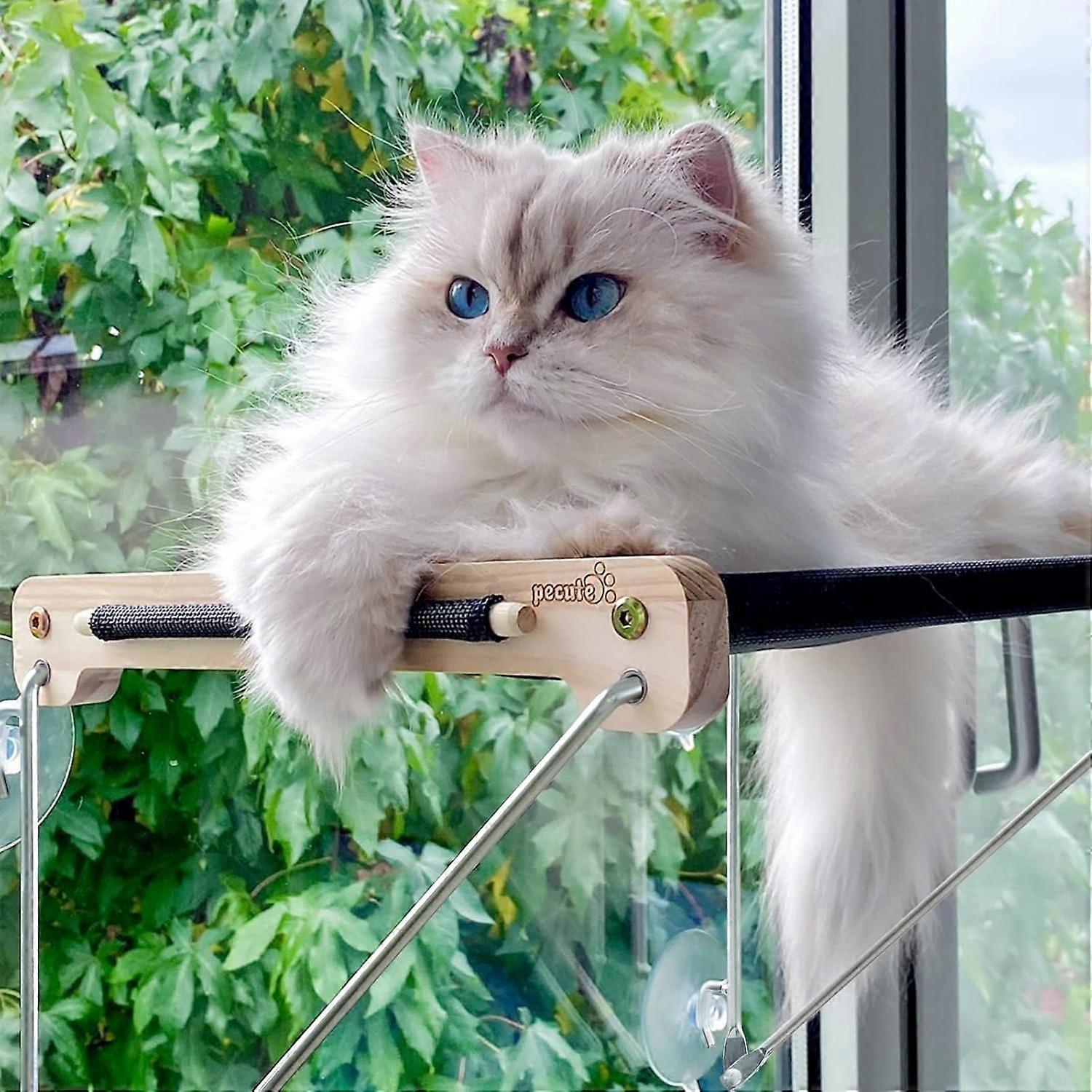 Cat Window Hammock (45 * 32 cm), Cat Window Lounger, Solid Wood Cat Hammock, Maximum Load Capacity 15KG (AAA)