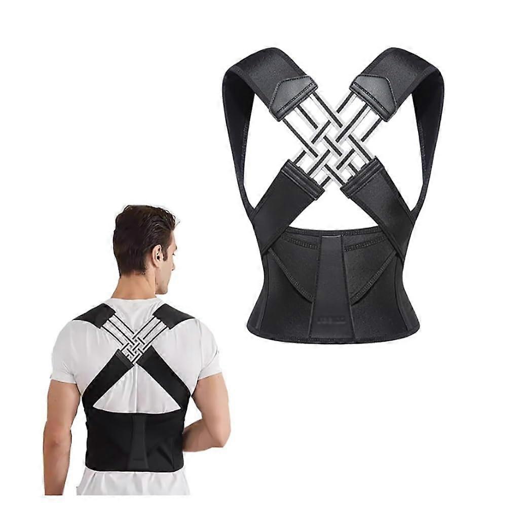 Posture Corrector Back Support Belt for Shoulder Therapy, Black, Medium Size, Spine Alignment, Comfortable Fit