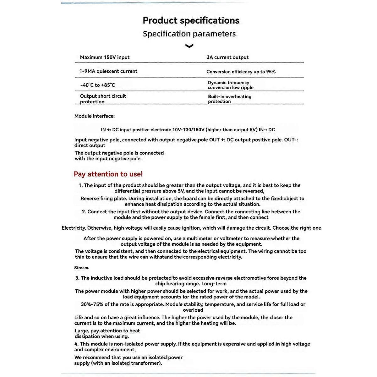 150V DC-DC Step-Down Power Supply Module Buck Converter Non-Isolated Stabilizer Strong Heat Dissipation Module