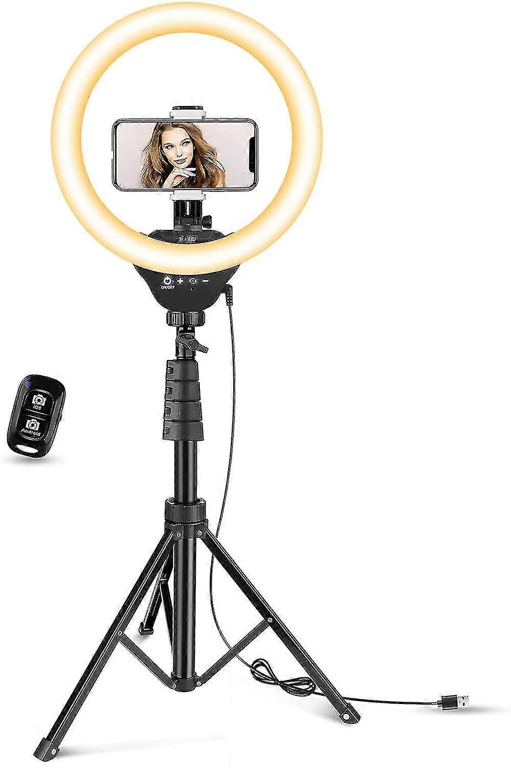 10 LED Ring Light with Stand and Phone Holder for YouTube Video/Live Stream/Makeup