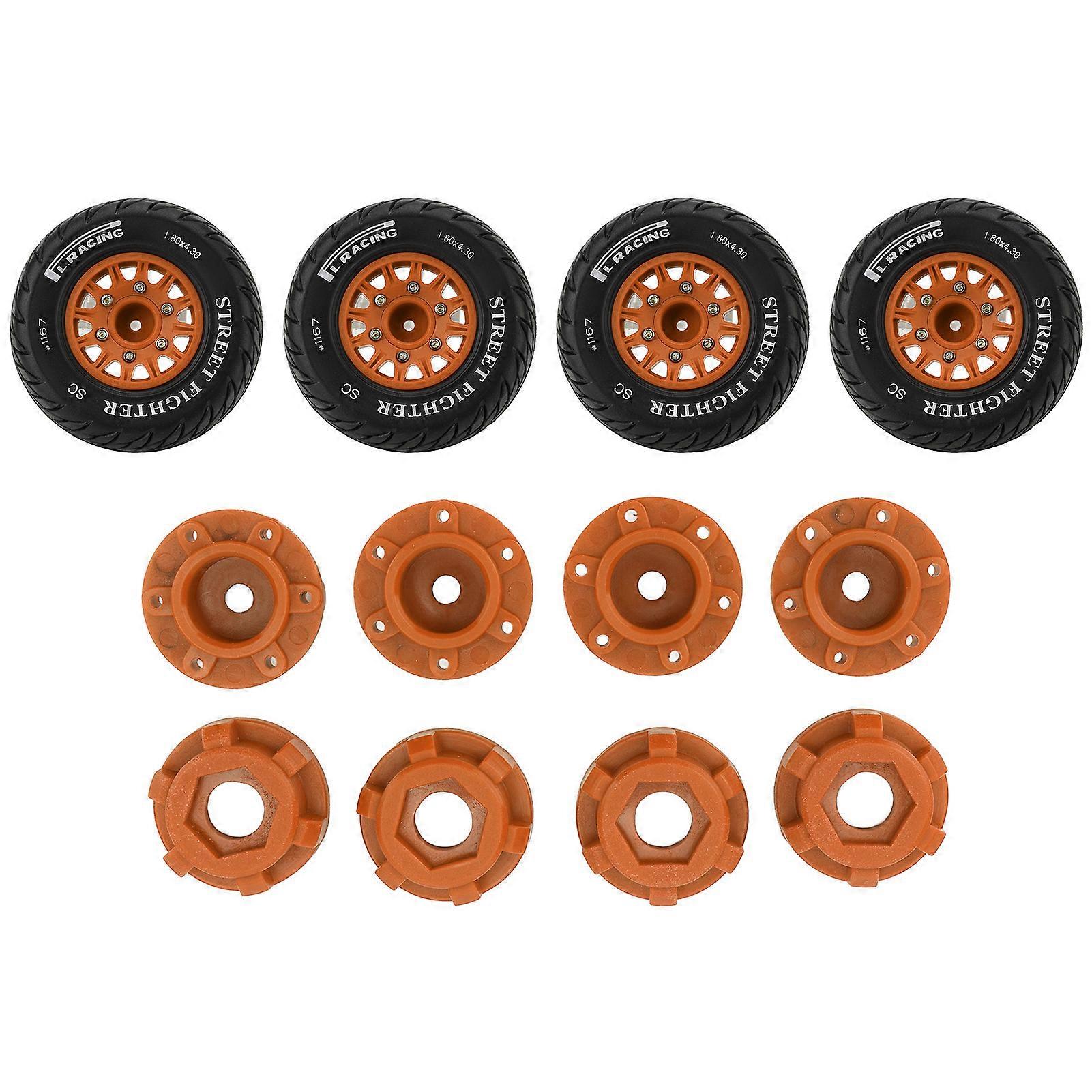 1:10 Short Truck Tires Strong Cushioning Good Grip Uneven Texture Stable Nimble RC Accessories for Arrma for Senton Orange