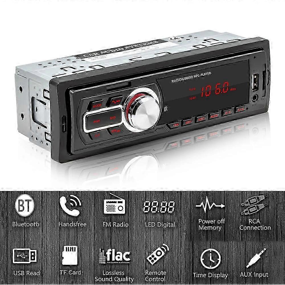 Multimedia Audio Player for Car 5208E, Compatible with Bluetooth, TF Card, USB Drive, Aux Input, FM Radio