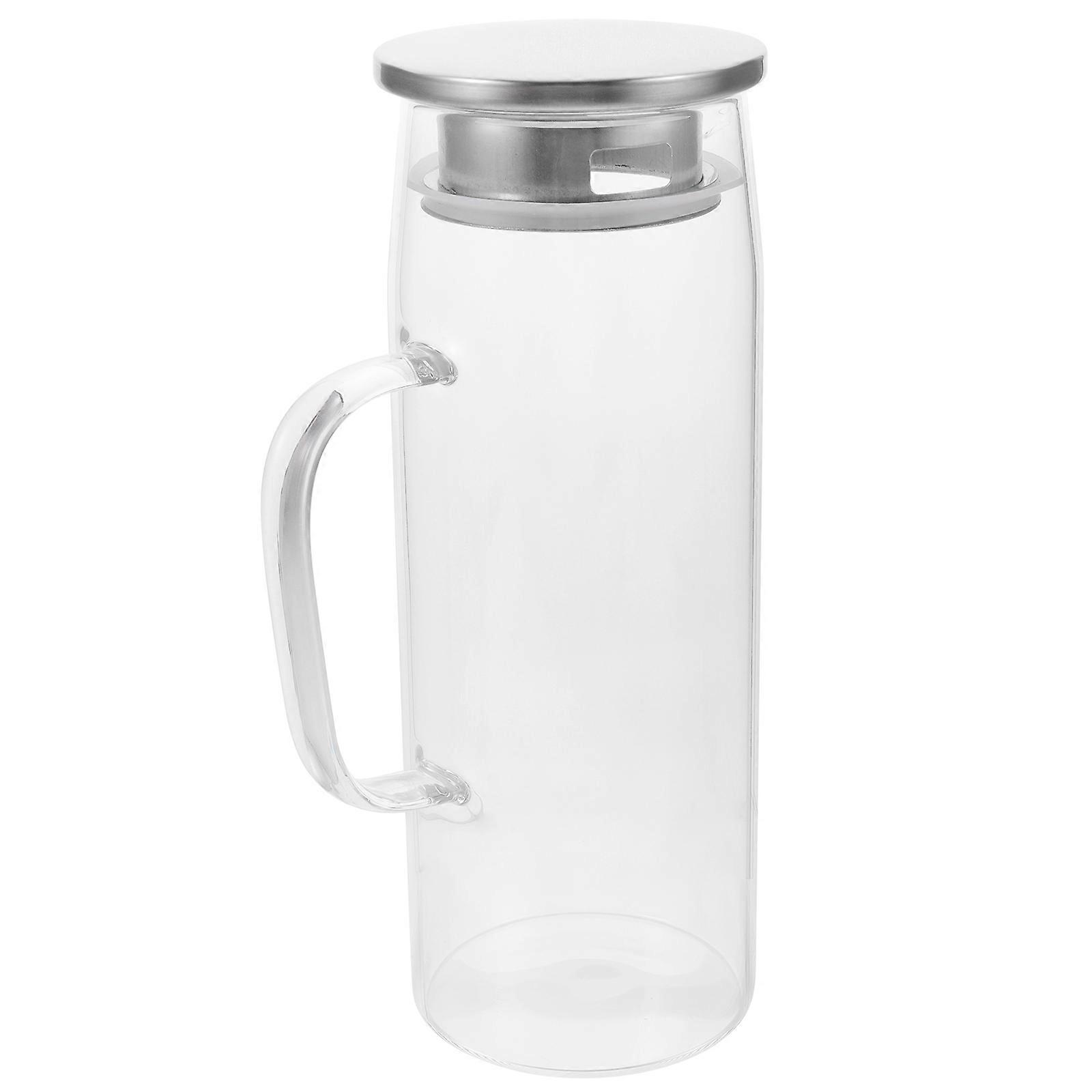Glass Water Pitcher with Lid Transparent Borosilicate Jug for Hot & Cold Drinks, Iced Tea, Juice Elegant Kitchen Dispenser