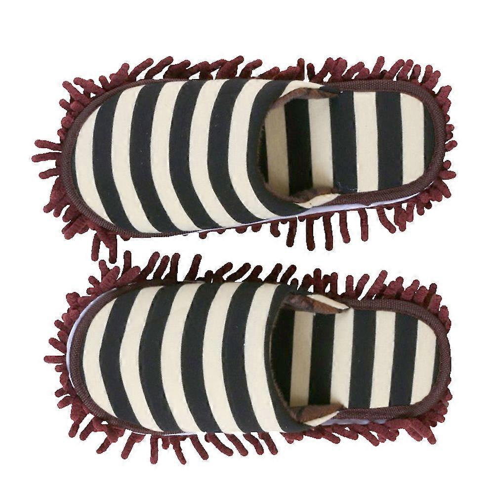 Lazy Mop Slippers 1Pair Coffee with Durable Non-Scratch for Floor Cleaning