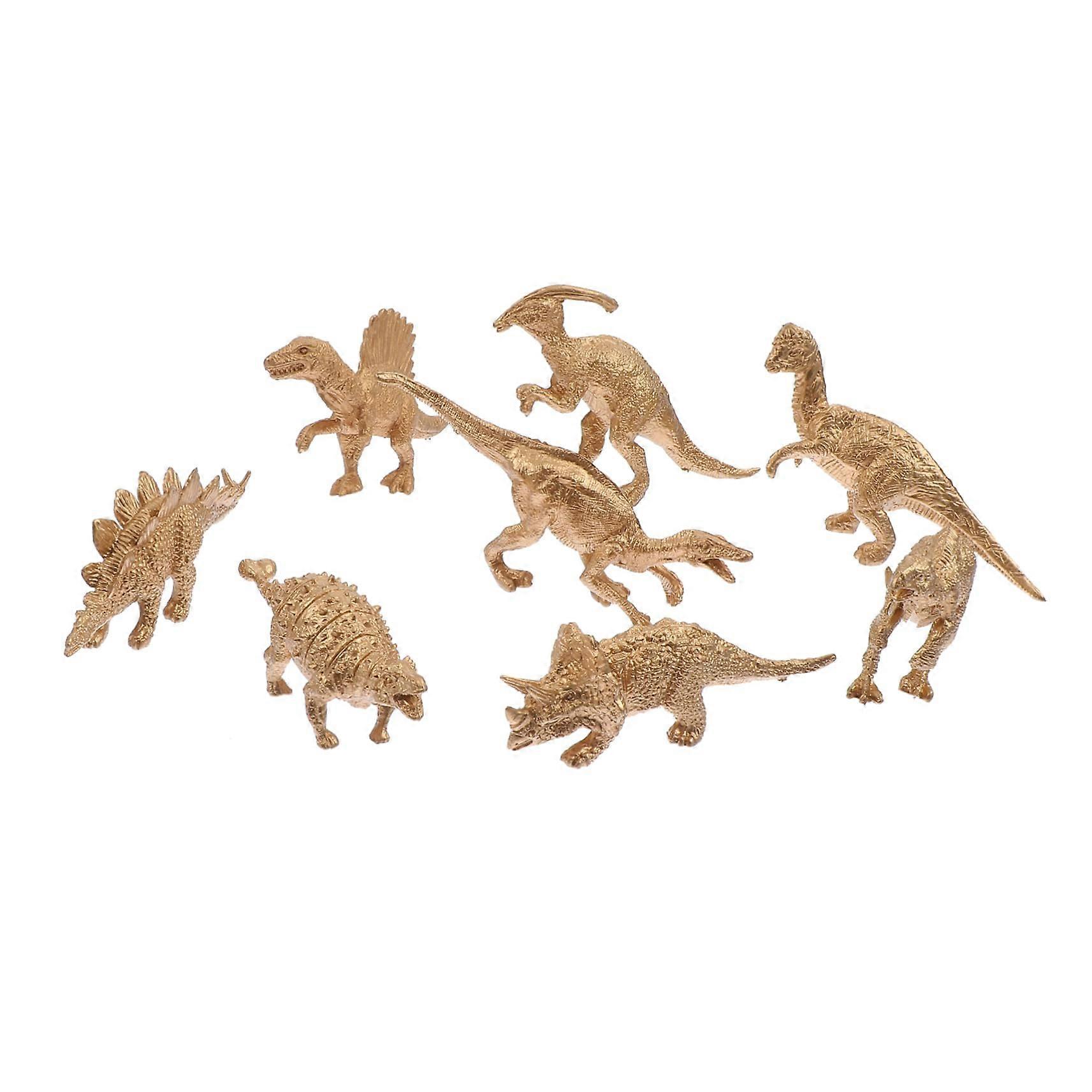 8 Piece Dinosaur Model Set Golden Realistic Simulation Dinosaur Figures For Desktop Decoration And Creative Occasions