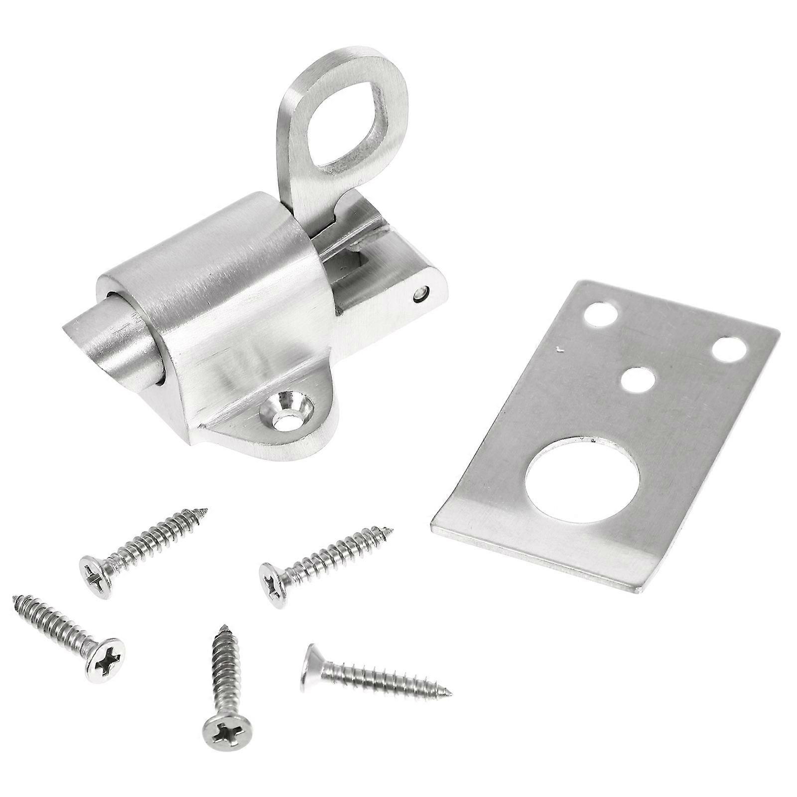 Door Spring Bolt Durable Metal Safety Bolt for Home Use 6x4.8cm Silver Color Easy to Install 1Set