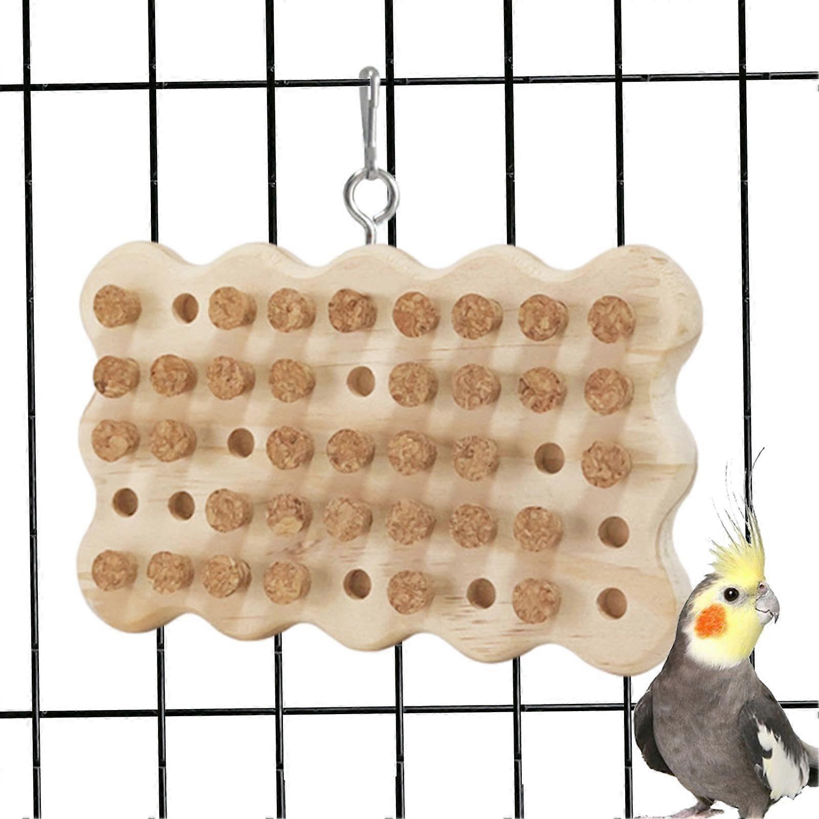 Bird Cork Wooden Toy for Parrots, Chew Toy for Budgies and Cockatiels, Natural Hanging Toy with Cork and Wood for Finches