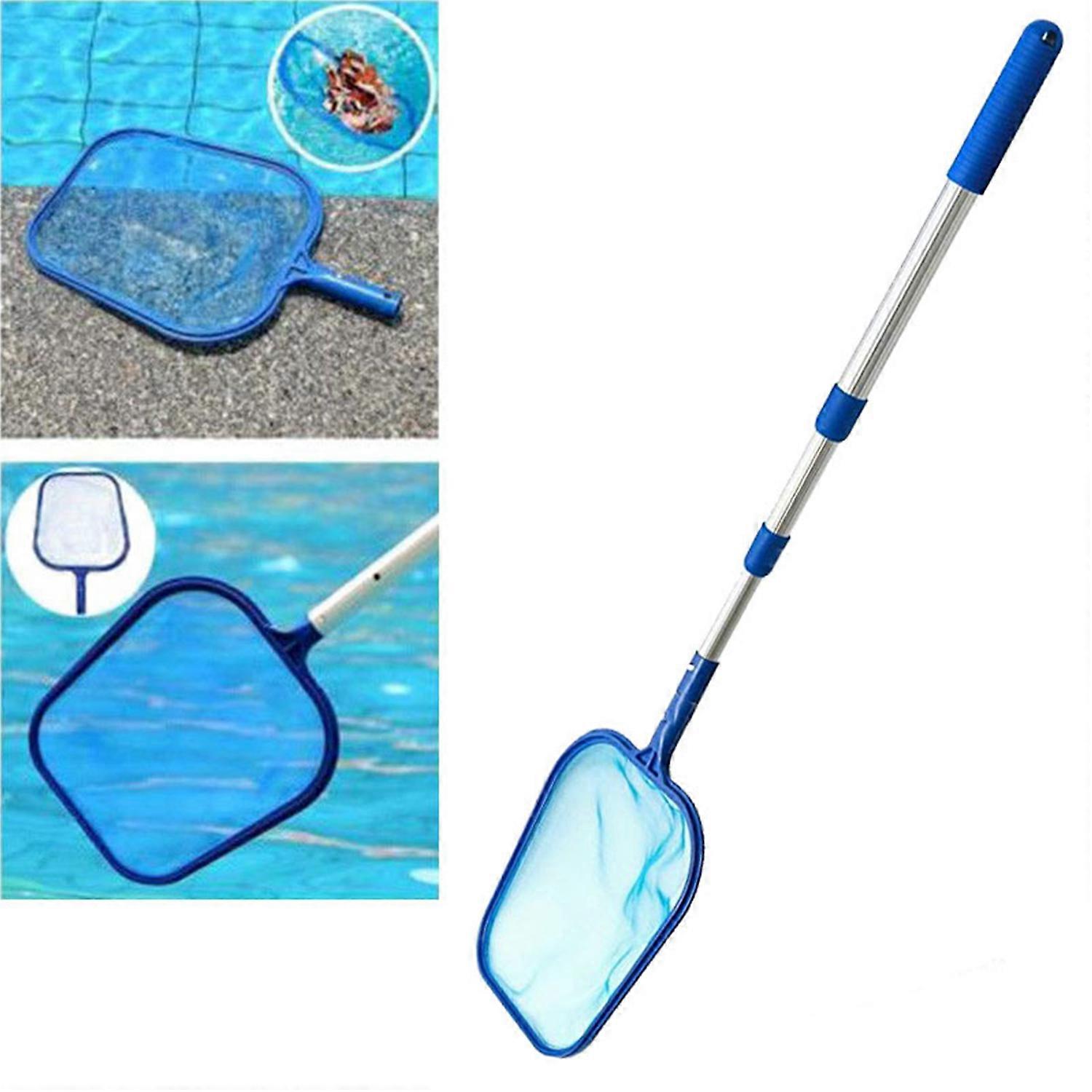 Skimmer Net Telescopic Pole Removal Leaf Rake Swimming Pool Ponds Fast Cleaning Tool with Heavy-Duty Aluminium Frames Deep Mesh Nets