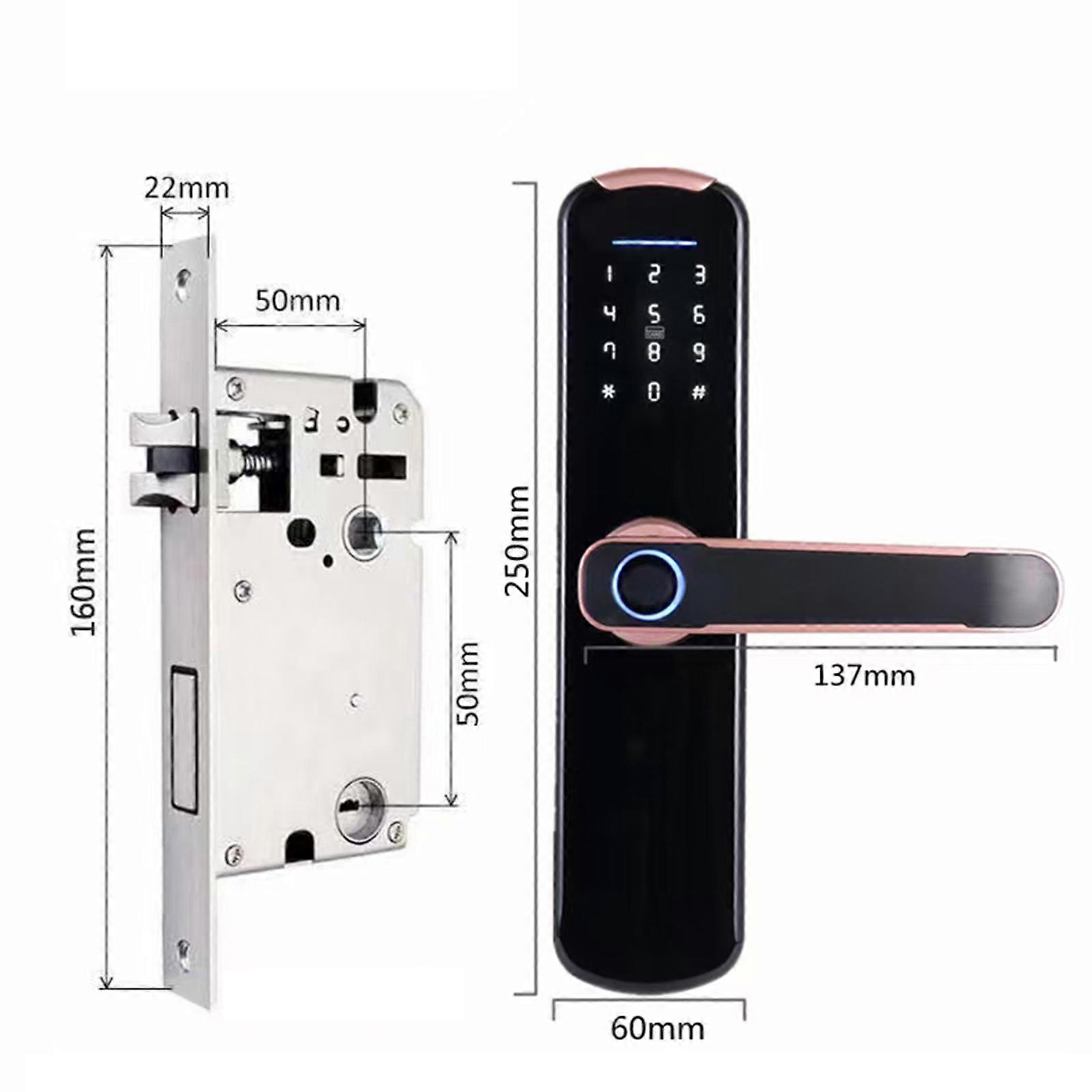 WAFU Tuya Indoor Electronic Smart Fingerprint Password Card Mechanical Key Touchscreen Keypad Lock for Home Hotel Office Door