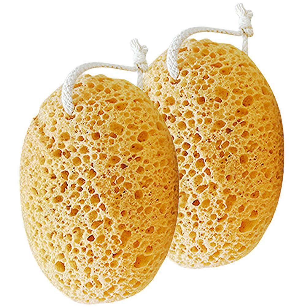 Cleaning Bath Sponge Body Scrubber For Bathing Light Brown Honeycomb Shape Simple Design 2Pcs
