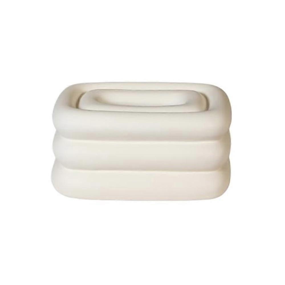 Tissue Box Cover Ceramic White For Living Room Multifunctional Tissue Holder
