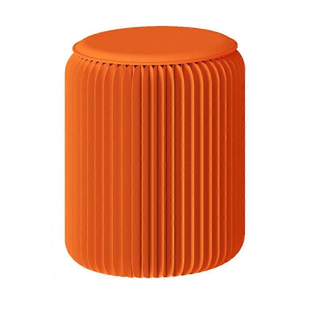 Honeycomb Paper Folding Stool with Cushion, Portable Footrest, Artistic Foldable Chair, Easy Assembly, Stylish Seat, Orange