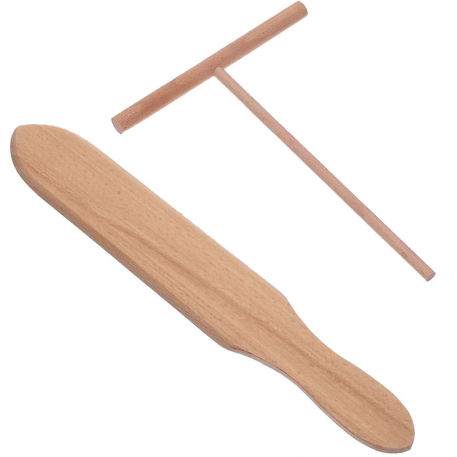 1 Set of Crepe Spreader and Spatula Handmade Wooden Pancake Making Kit Wooden Utensils
