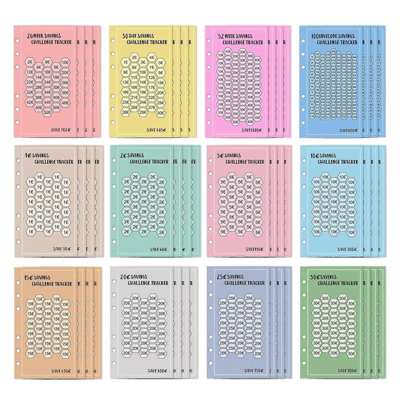 Economy challenge budget planner A648 pieces with 12 styles money saving challenge