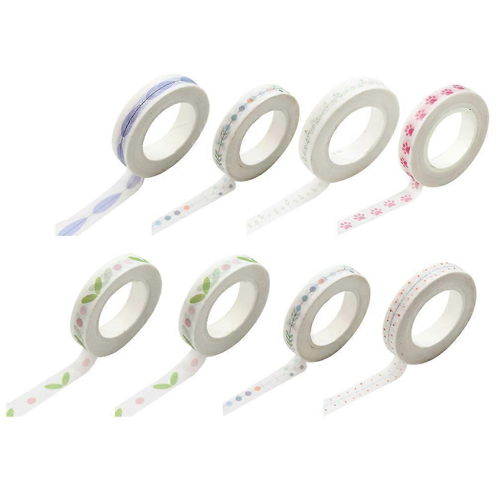 Decorative Paper Tapes Self-Adhesive Diy Projects Children Craft Making Multi-Colored 1000x0.8Cm Notebook Decoration 8Pcs