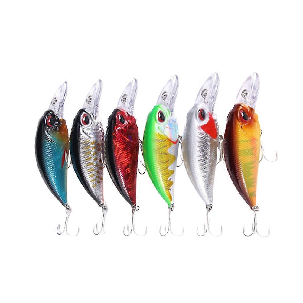 Weedless Fishing Lures Bionic Bait Slowly Sinking Assorted Color 8X3cm Fish 6 Pcs